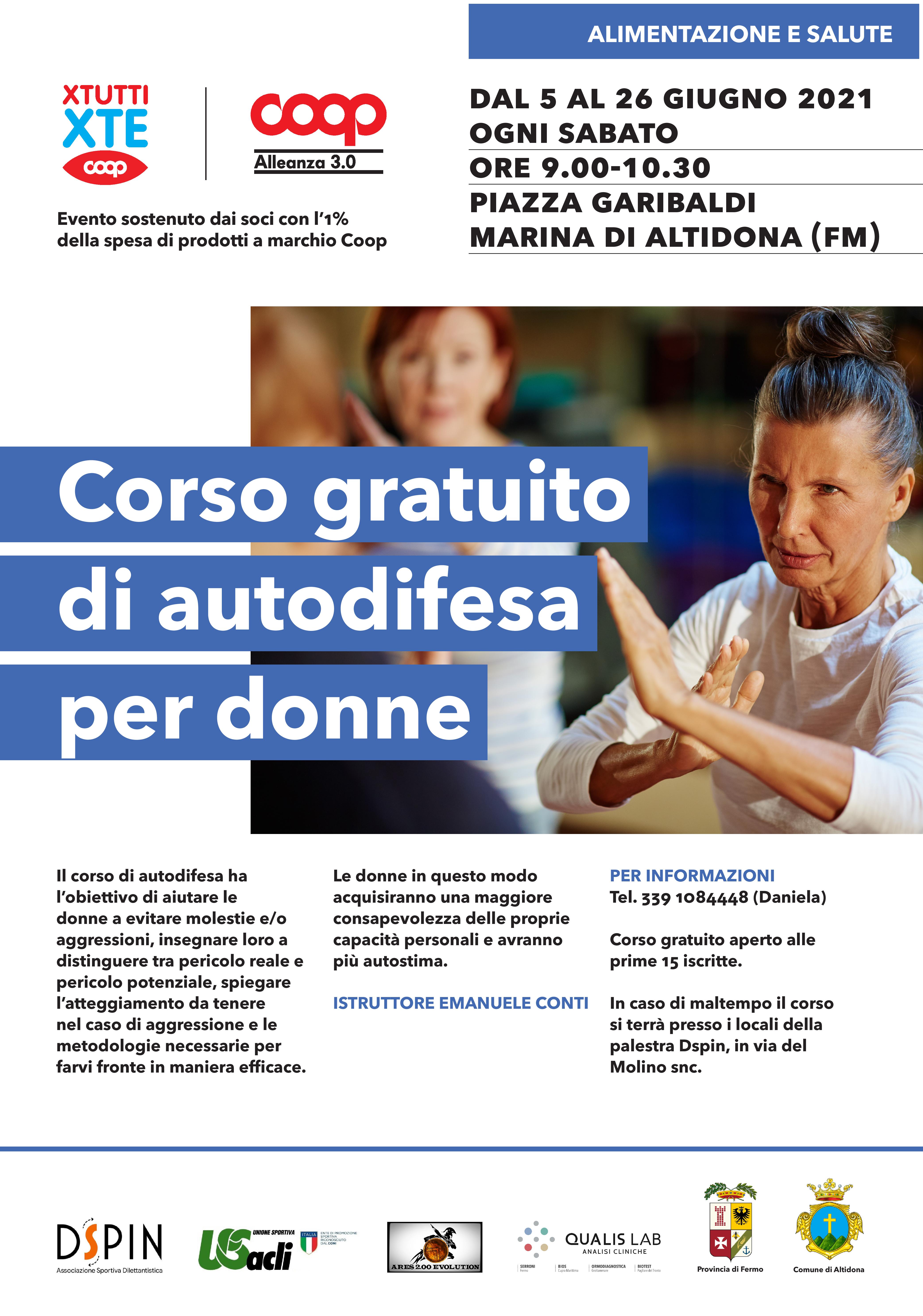 Dal 5 Giugno un corso gratuito di autodifesa per donne presso Asd Dspin ad Altidona